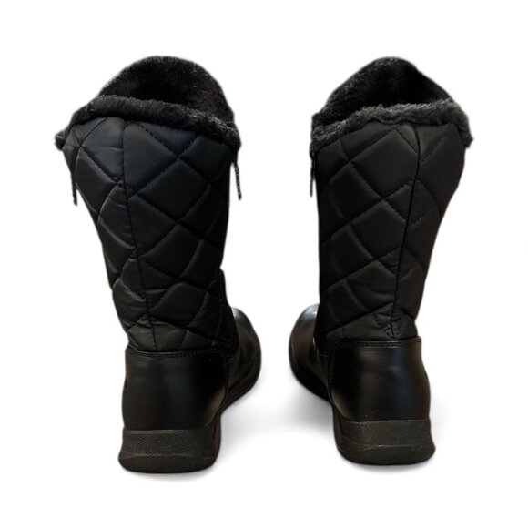 Totes Womens Black Quilted Winter Boots W/ Faux Fur Lining & Side Zippers Size 7 - Picture 4 of 8